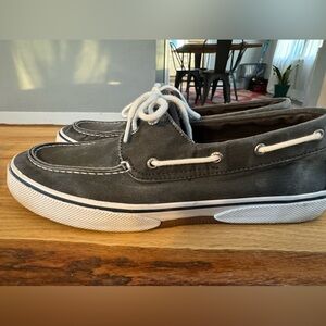 Mens Sanuk gray boat shoes size 12